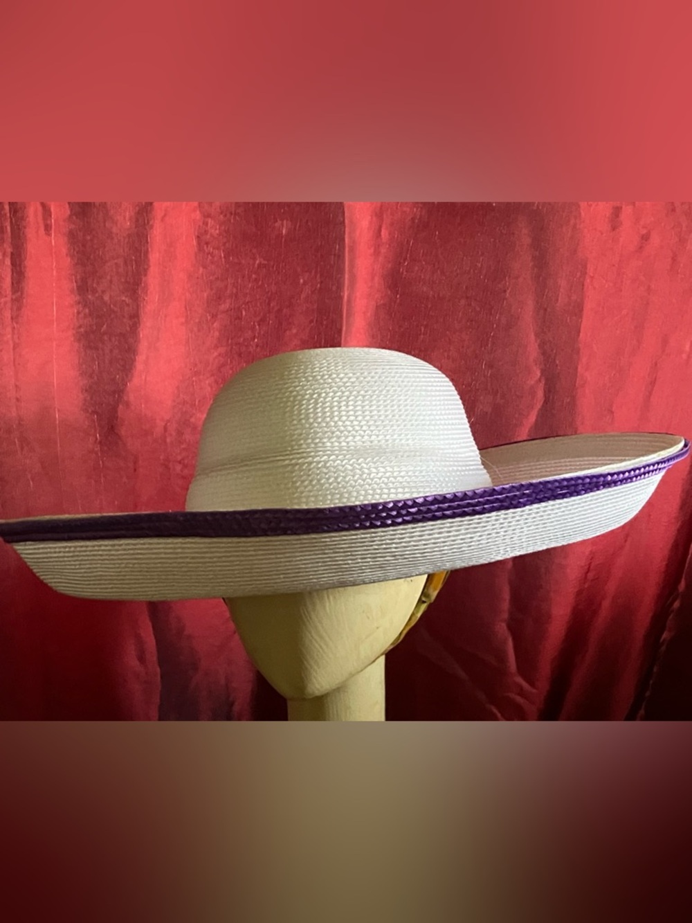 New White Summer Sun Hat with Purple Band So Fun and Stylish